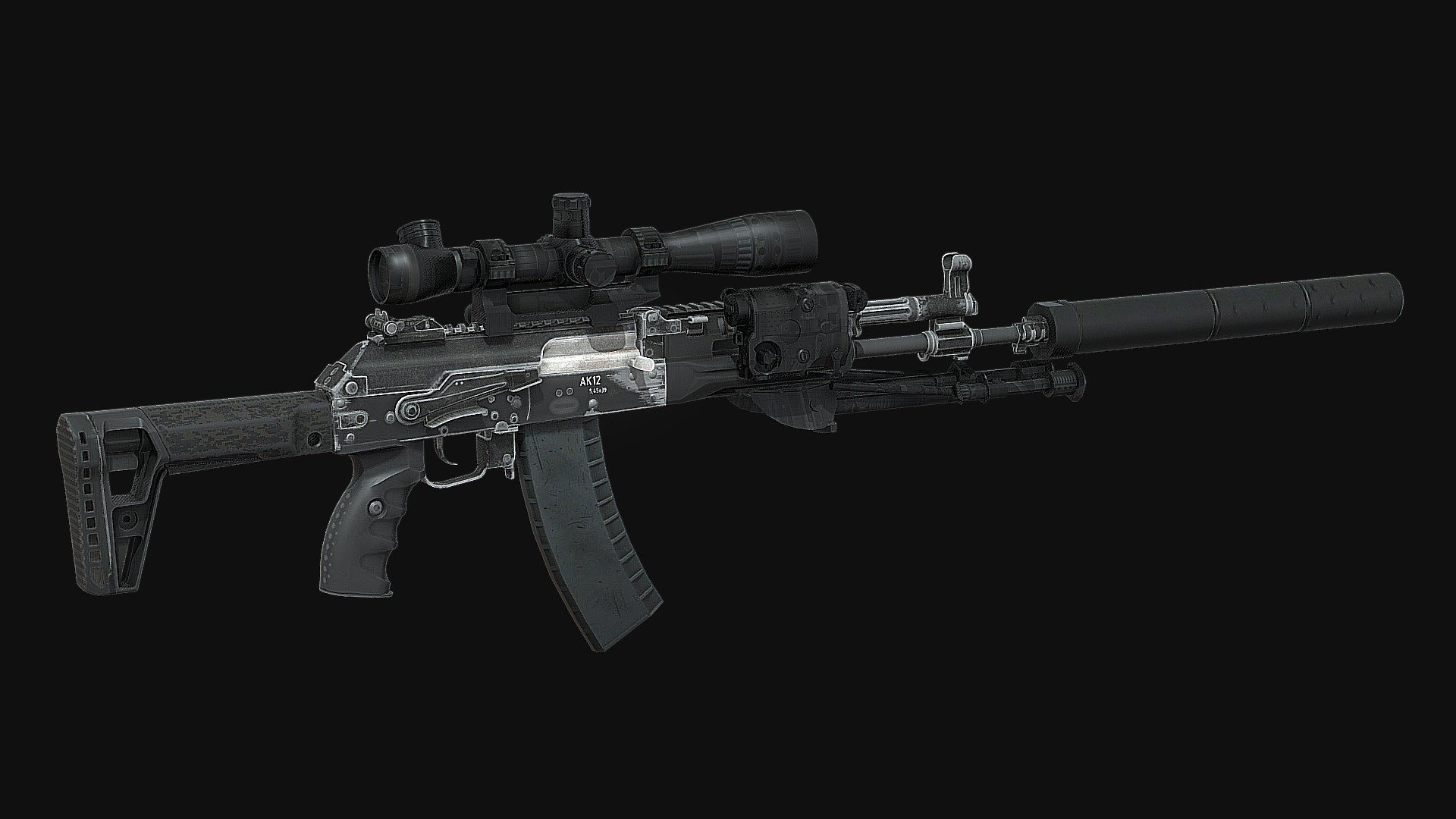 Tactical Ak 12 Spr Dmr Mode Assault Rifle 3d Model By Momsboxtv