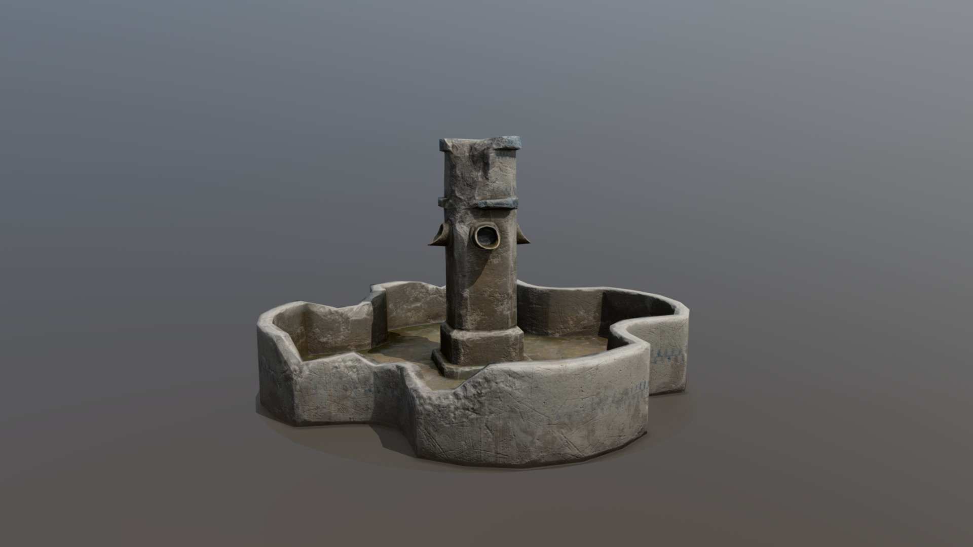 Night cemetery. Fountain