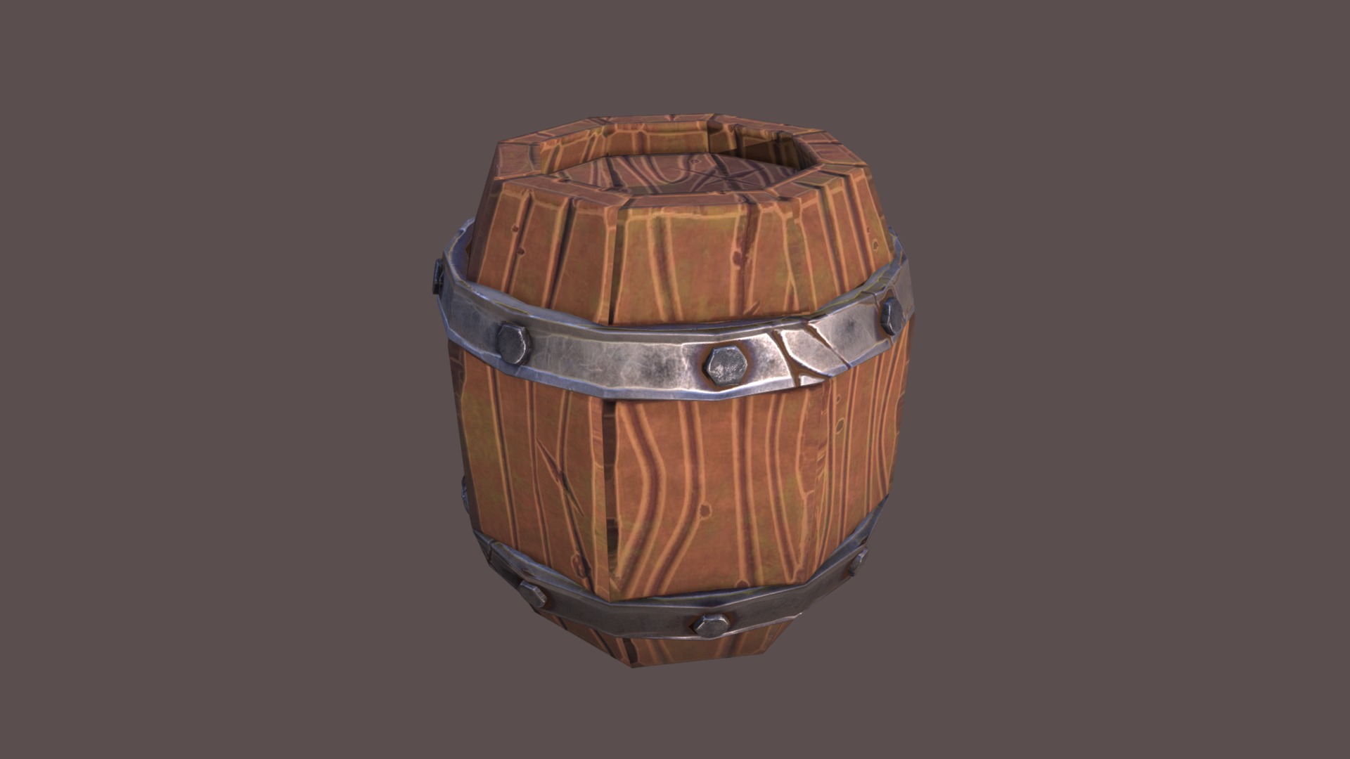 3D model Barrel - This is a 3D model of the Barrel. The 3D model is about a brown and gold helmet.