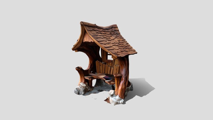 Low poly rest House with roof 3d model free – Modello 3D gratuito STL