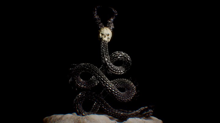 Demon Sierpe Skull Snake 3D Model