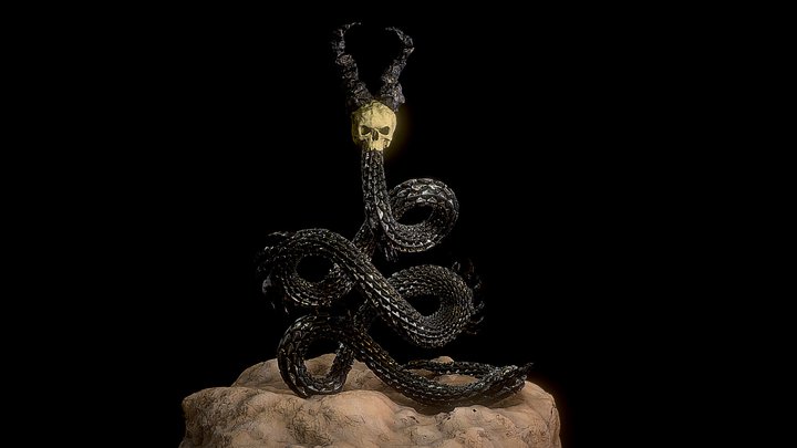Demon Sierpe Skull Snake 3D Model