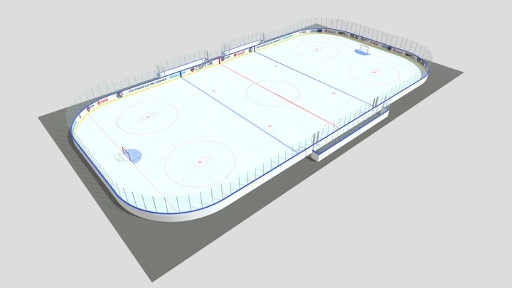 Hockey rink 30x60 m with KHL markings 3D Model