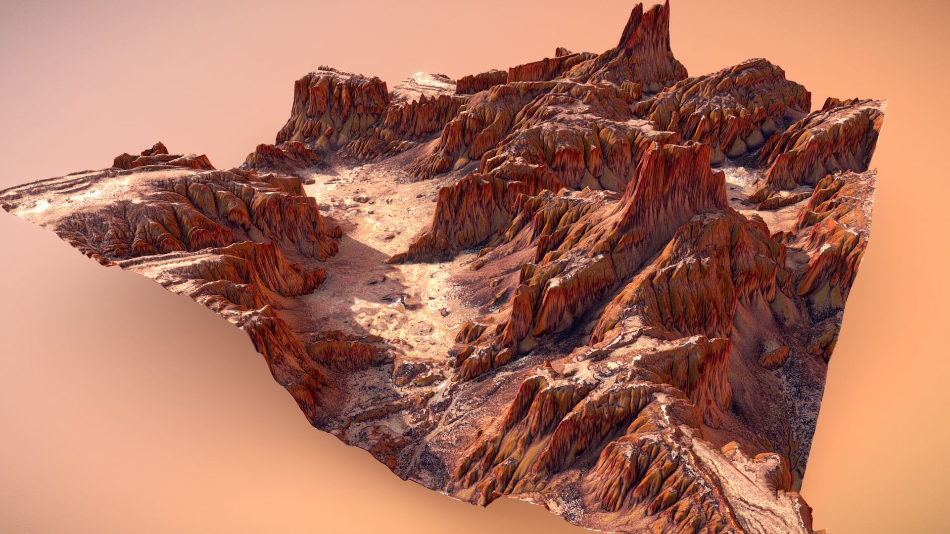 3D model Canyon Terrain - This is a 3D model of the Canyon Terrain. The 3D model is about a desert landscape with sand dunes.