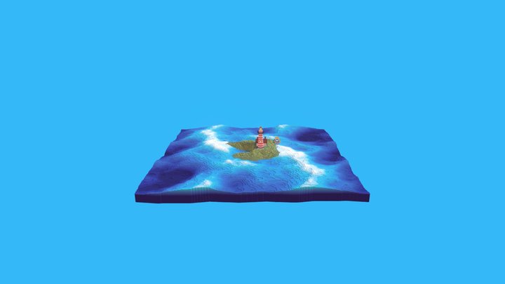 Lighthouse Island Voxel 3D Model