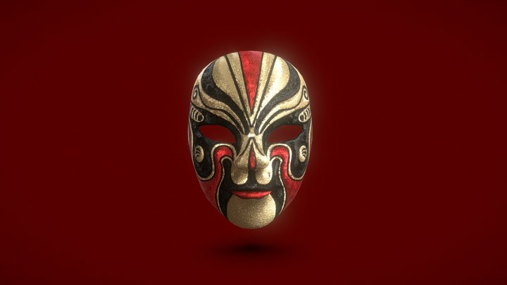 Vintage Chinese Opera Mask 3D Model