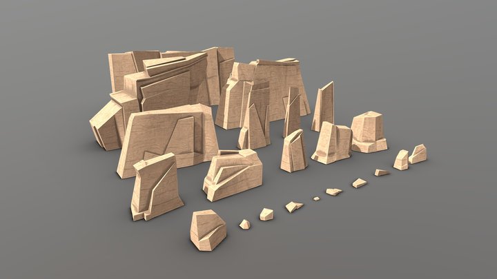 low poly rocks pack 3D Model