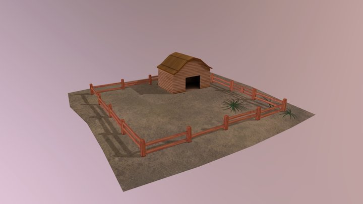 Lowpoly Farm Block 3D Model