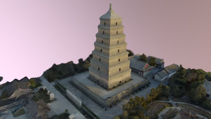 Giant Wild Goose Pagoda 3D Model