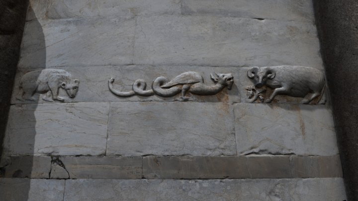 Medieval Dragon (bas-relief) on leaning Tower 3D Model