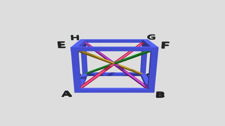 Diagonal Ruang Balok 3D Model