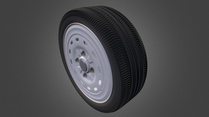 Car tire and rim with bolts 3D Model