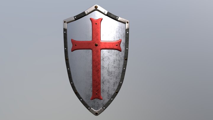 Medieval Templar Knight Shield 3D Model