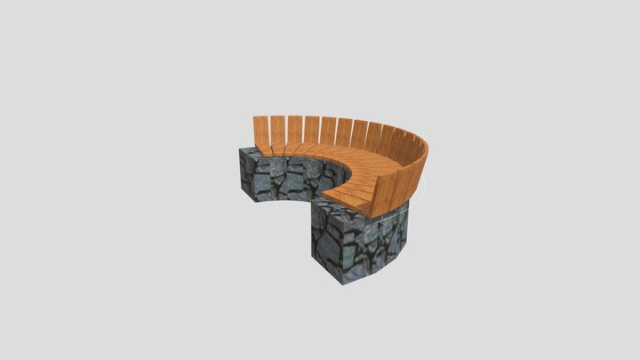 Circular Stone Seat Bench 3D Model