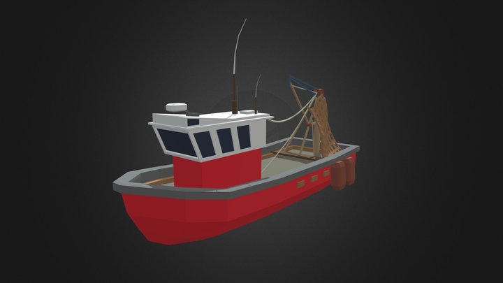 Low Poly Fishing Boat 3D Model