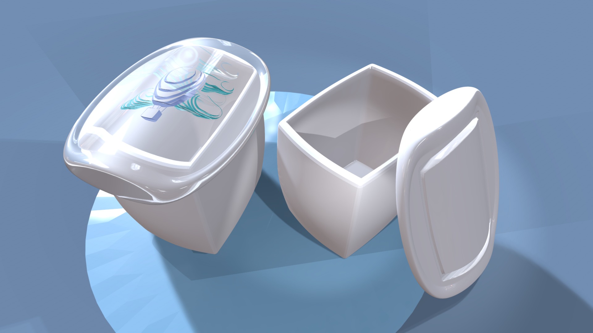 3D model PLASTIC CONTAINER on blue background - This is a 3D model of the PLASTIC CONTAINER on blue background. The 3D model is about icon.