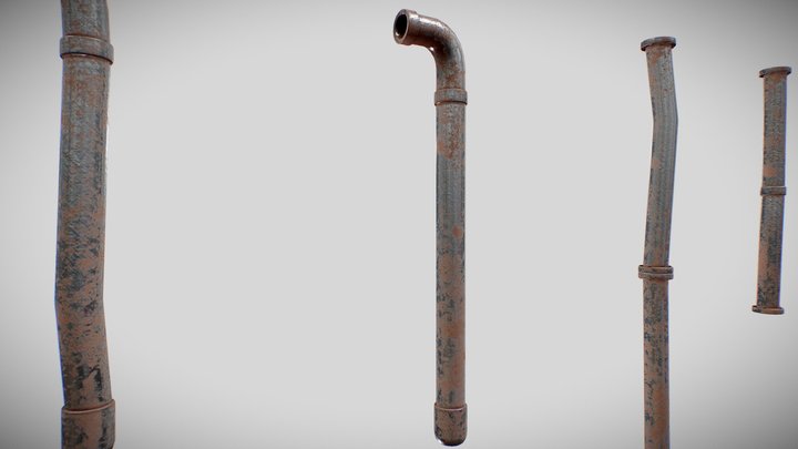 Pipes with and whithout rust 3D Model