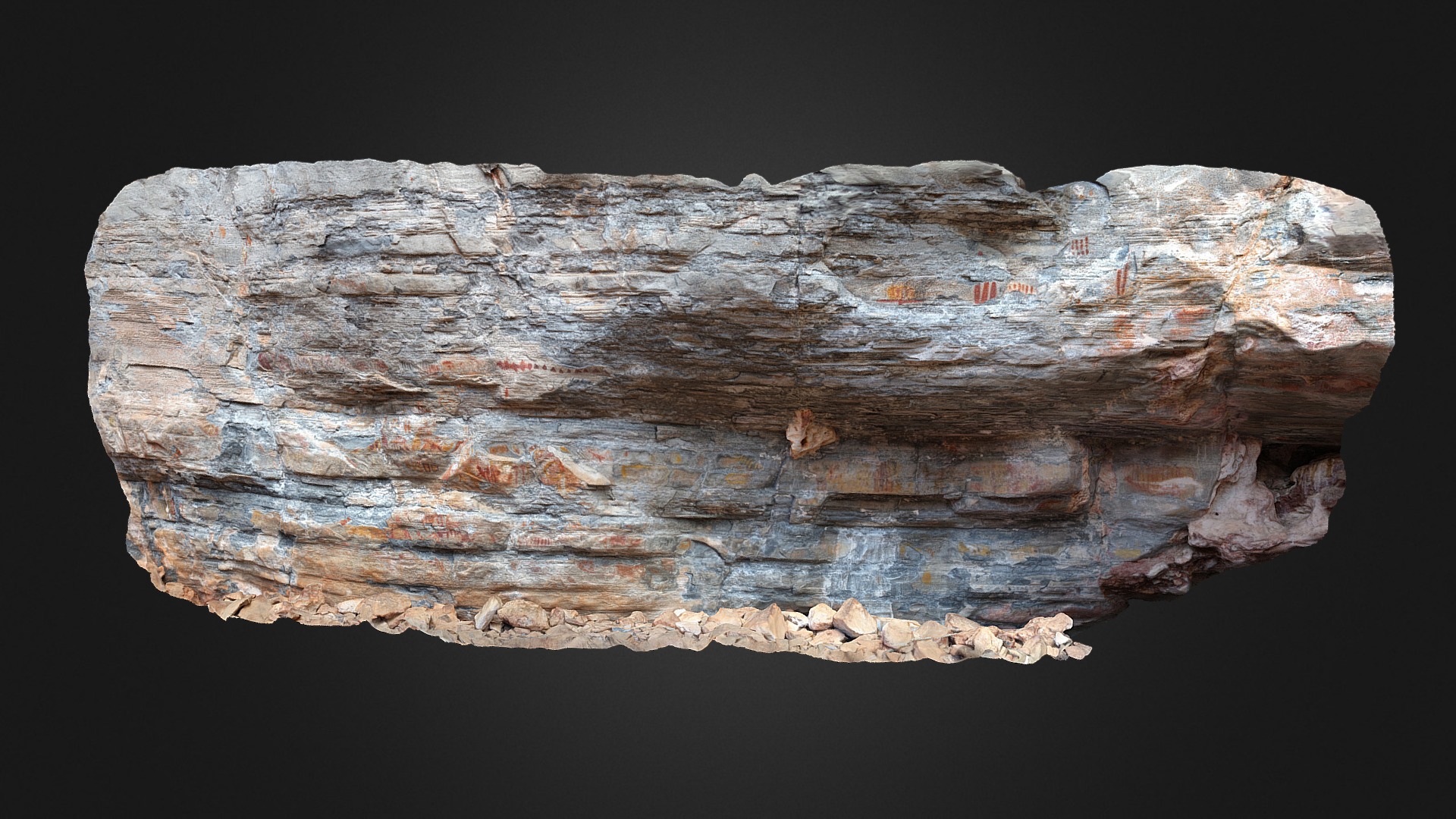 3D model Lapa Piolho de Urubu – Painel 4 - This is a 3D model of the Lapa Piolho de Urubu - Painel 4. The 3D model is about a rock with a dark background.