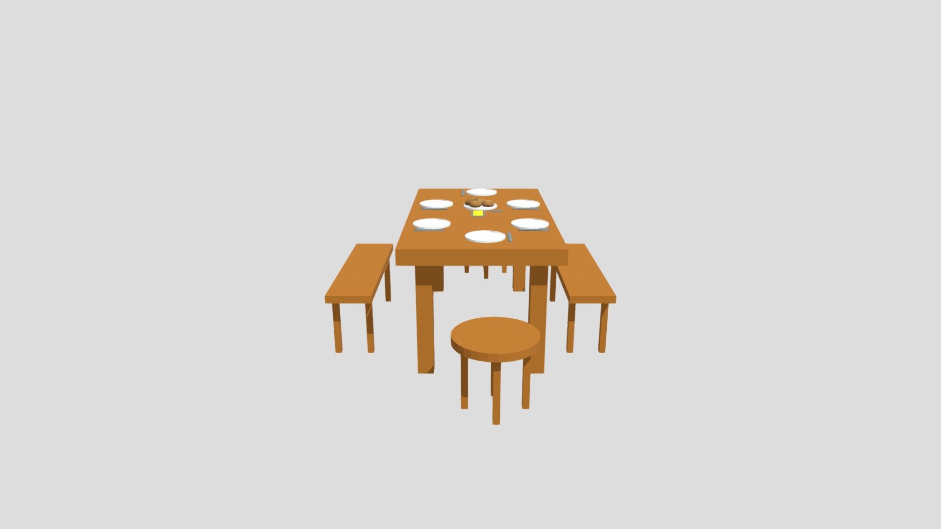 Minimalist Dining Area Lowpoly — Sketchfab embed 3D viewer