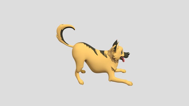 Playful German Shepherd Dog 3D Model