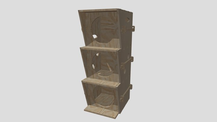 Cat house 3 blocks 3D Model