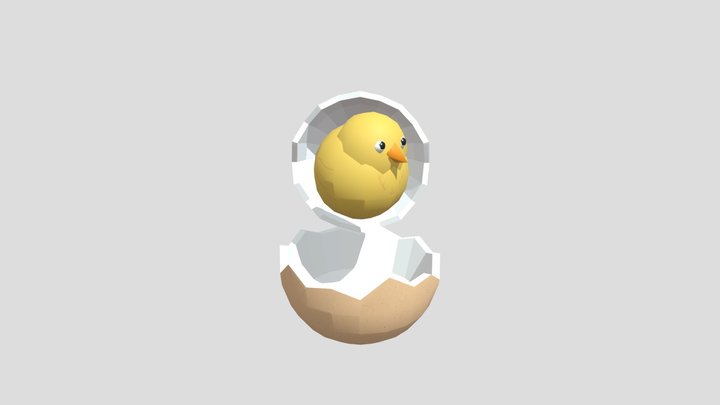 Low poly egg with hatching chicken 3D Model 3D Model
