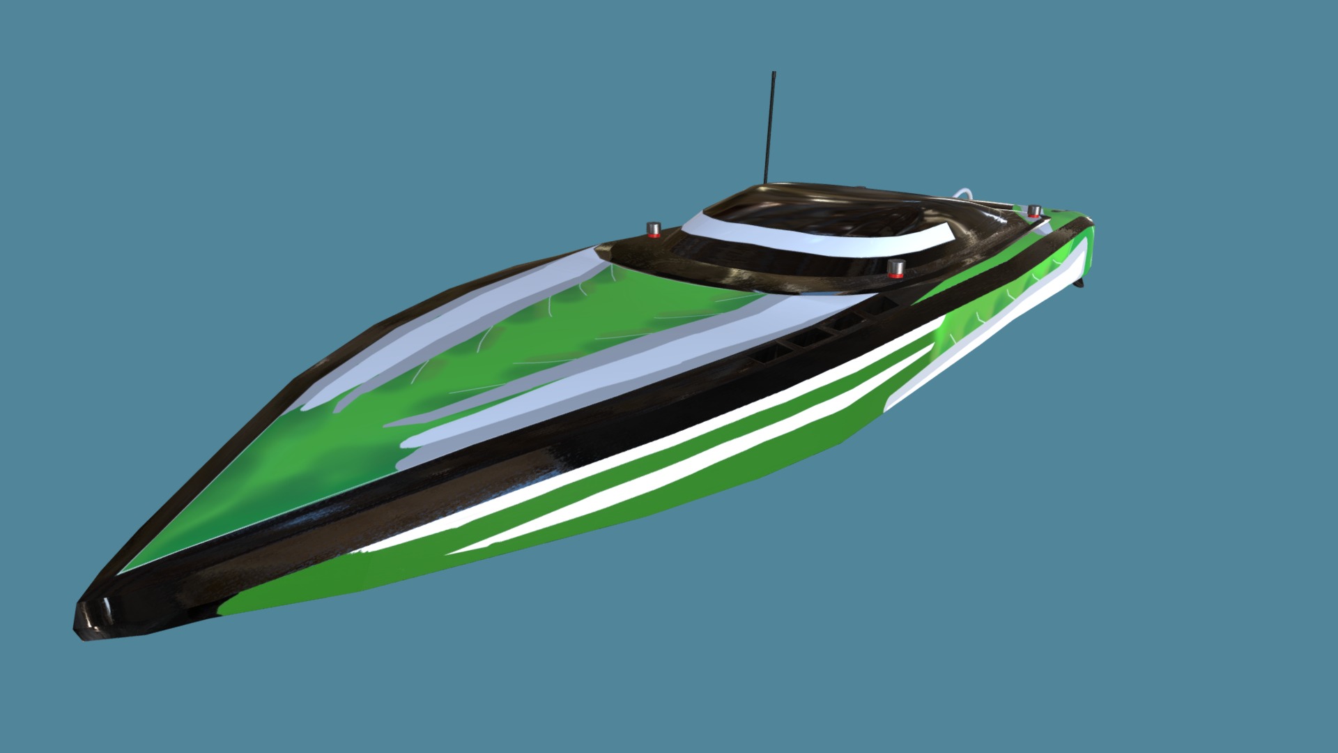 3D model rc boat - This is a 3D model of the rc boat. The 3D model is about a green and black object.