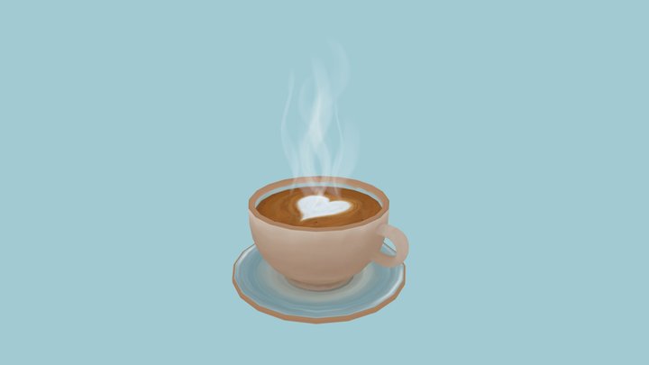 Hand Painted Latte 3D Model