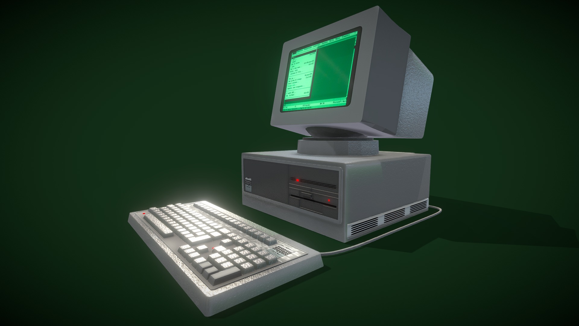 3D model Olivetti M24 – 1983 – Italy - This is a 3D model of the Olivetti M24 - 1983 - Italy. The 3D model is about a computer and a keyboard.