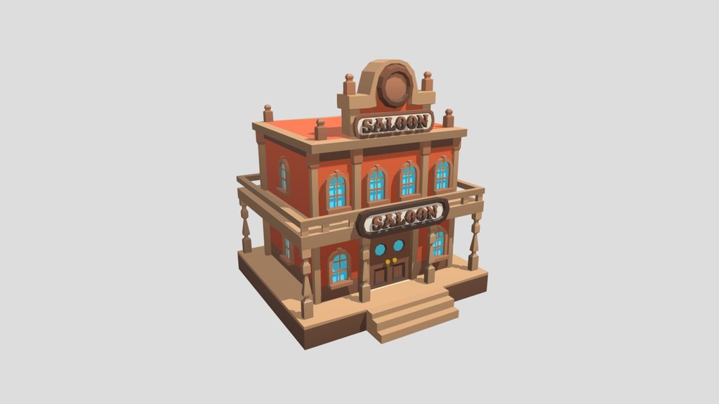 Low Poly Saloon - Wild West Building