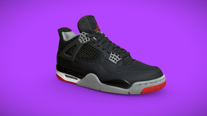 CI3D Jordan 4 Bred Hi-Res Scan - 4K Map - W/Sole 3D Model