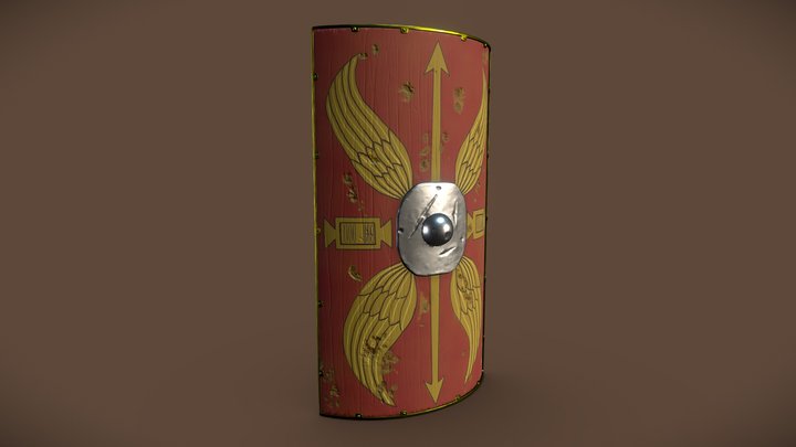 Sculpted Roman Shield 3D Model