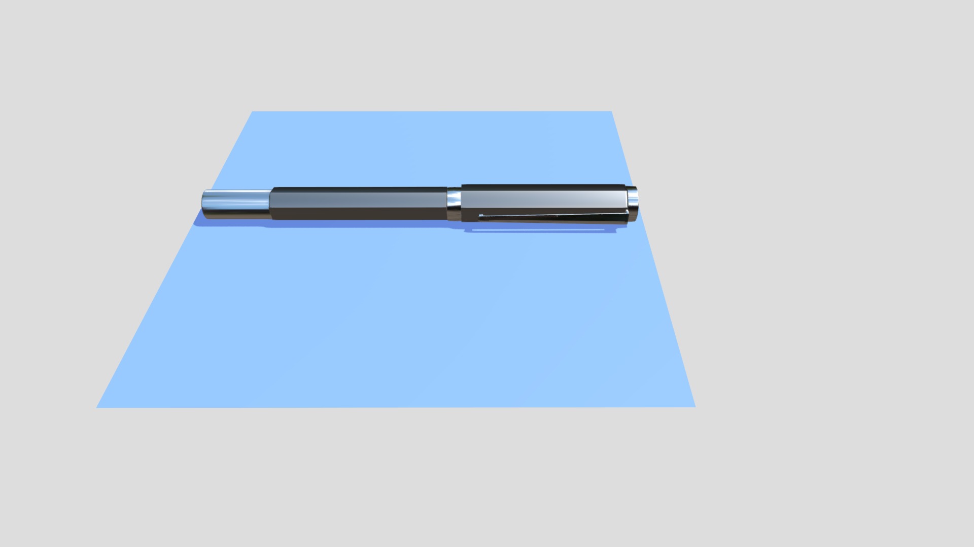 3D model Silver And Chrome Pen - This is a 3D model of the Silver And Chrome Pen. The 3D model is about a blue square with a white background.