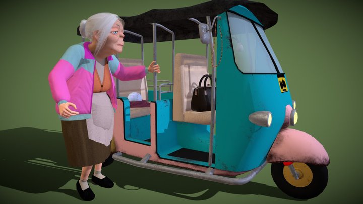 The Witch and Her Tuktuk 3D Model