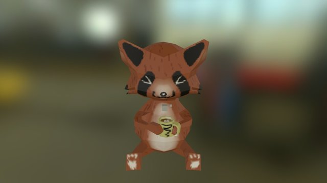 Raccoon enjoying coffee 3D Model