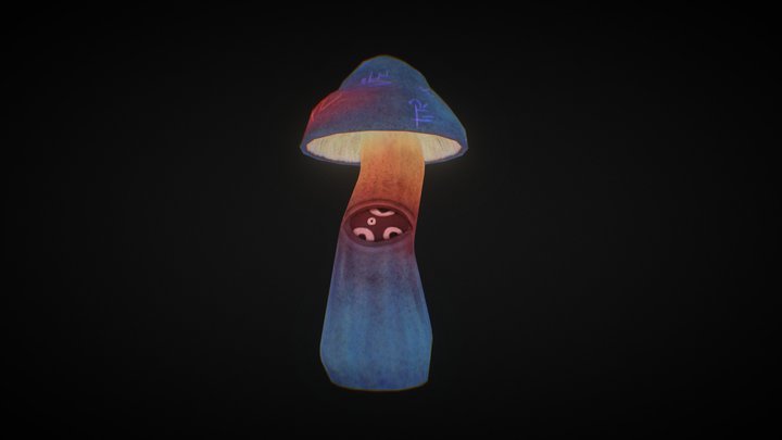 Witchy Mushroom - Hand Painted - Lowpoly 3D Model