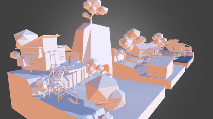 Forest Loner - Diorama and house blockout 3D Model