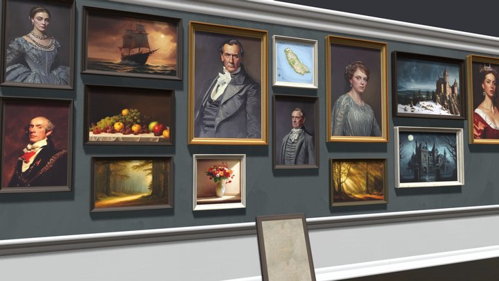 Scary Paintings - Framed Oil Paintings. 3D Model