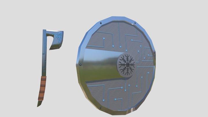 Axe and shield 3D Model