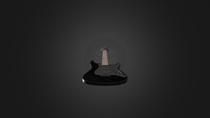Matt Black Guitar 3D Model
