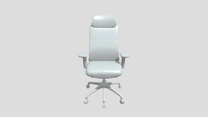 Orange office chair with wheels 3D Model