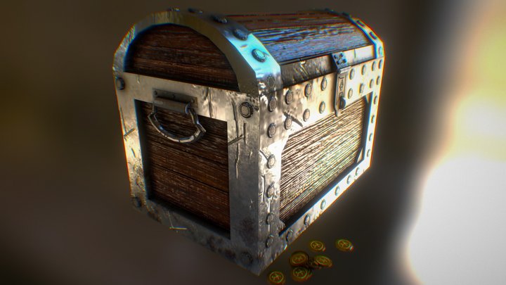 Textured Treasure Chest 3D Model