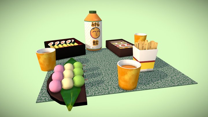 Japanese Picnic Set 🍡 3D Model