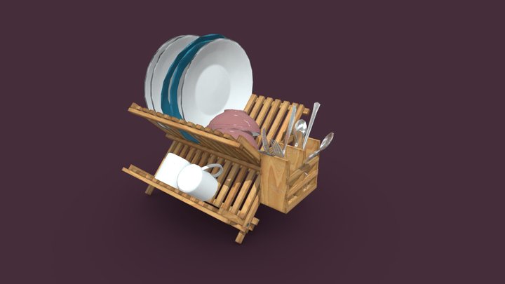 Loaded Dish Rack | Game Assets 3D Model