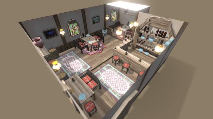 Middle East/Europe Mix Inspired Tavern Diorama 3D Model