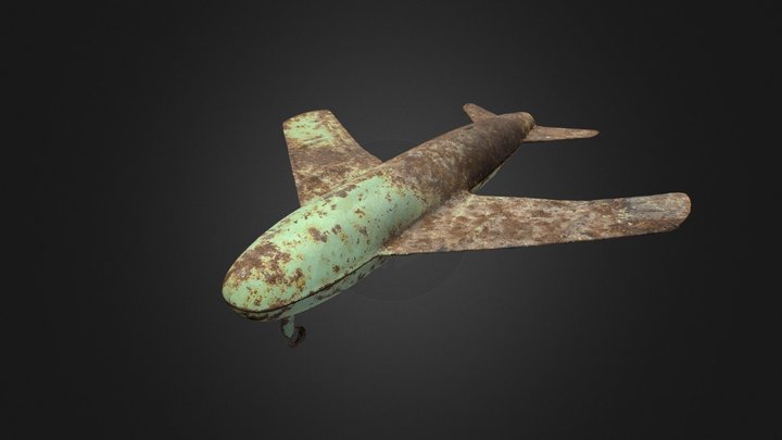 Old USSR Soviet Metal Toy Airplane 3D Model