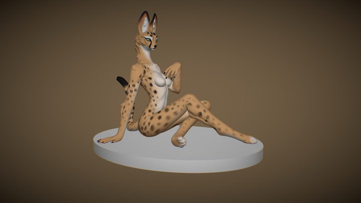 Female Anthro Serval 3D Model
