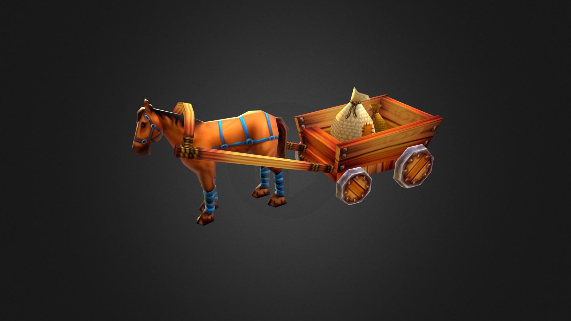 3D model Lowpoly Cart - This is a 3D model of the Lowpoly Cart. The 3D model is about a toy horse with a box on its back.