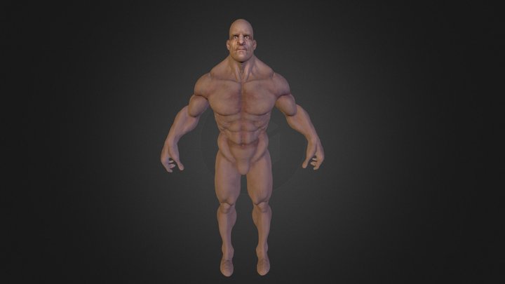 Bodybuilder Human male (neutral pose-with eyes) 3D Model