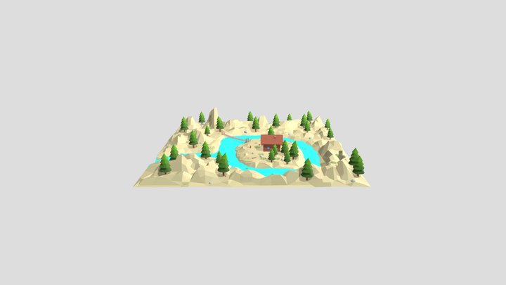 Cartoon low poly wilderness cabin 3D Model
